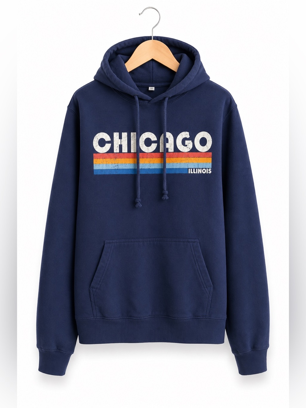 Port & Co Womens‎ Hoodie Sz S Navy Blue Chicago Illinois Sweatshirt 70s